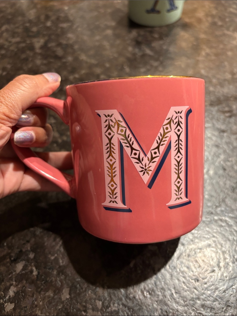 Monogram Pink Letter M Ceramic Mug